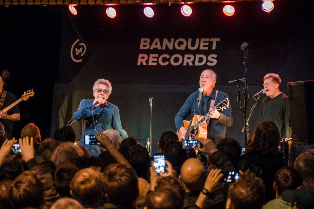 Counting down to The Who in Milan - Roger Daltrey and Pete Townshend performing live with The Who at Banquet Records, surrounded by fans. Photo credit: Bobby Media. -