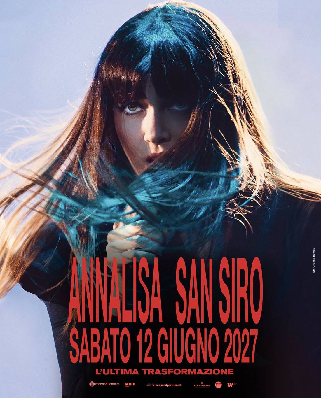 Official poster of the Annalisa concert at San Siro on Saturday, June 12, 2027
